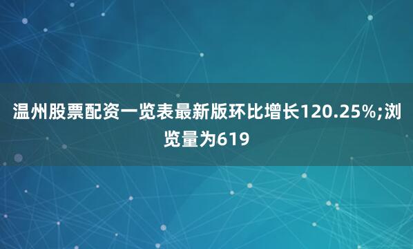 温州股票配资一览表最新版环比增长120.25%;浏览量为619